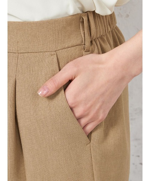 HARUYAMA(ハルヤマ)の「【ウォッシャブル】WALK PLUS シンプルタック テーパードパンツ 麻調メッシュ素材 無地 春夏(スラックス・レディース・ブラウン/サックスブルー/ブラック・L/M/LL/S)」の8枚目の写真