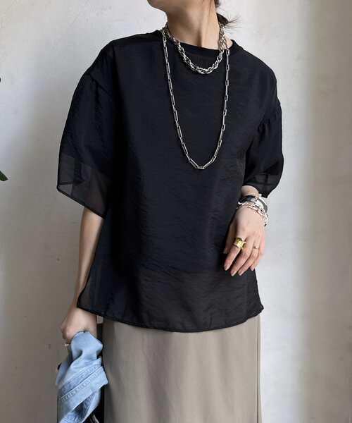 DouDou（ドゥドゥ）の「【WEB限定】リバーシブルカットソー（Tシャツ/カットソー・レディース・ブラック/オフホワイト・FREE）」の2枚目の写真