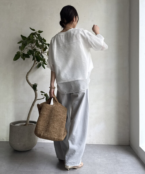 DouDou（ドゥドゥ）の「【WEB限定】リバーシブルカットソー（Tシャツ/カットソー・レディース・ブラック/オフホワイト・FREE）」の5枚目の写真