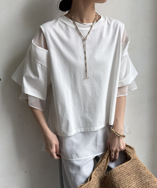 DouDou（ドゥドゥ）の「【WEB限定】リバーシブルカットソー（Tシャツ/カットソー・レディース・ブラック/オフホワイト・FREE）」の12枚目の写真