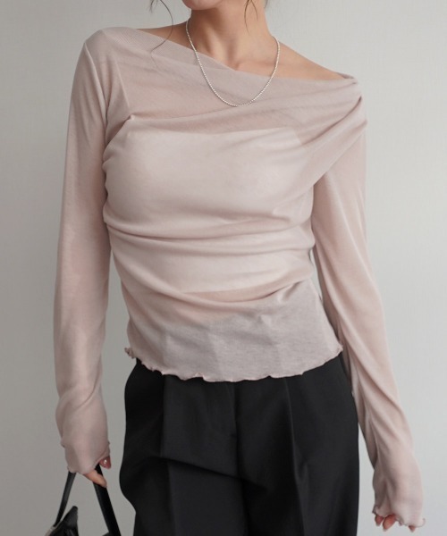 Rashik（ラシク）の「ルーズドレープシアートップス（Tシャツ/カットソー・レディース・ベージュ/チャコール/ホワイト/ブラック・FREE）」の4枚目の写真