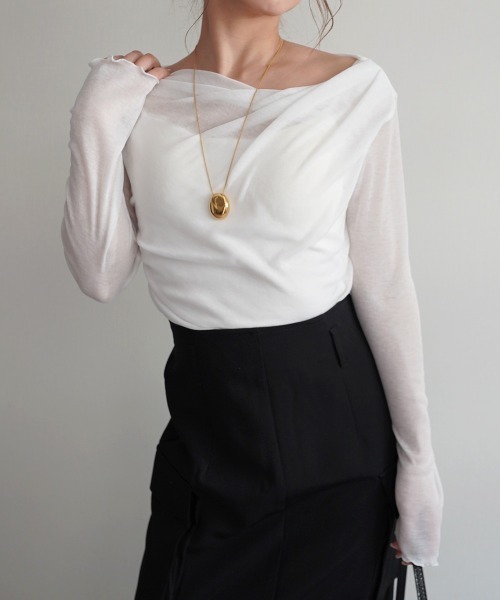 Rashik（ラシク）の「ルーズドレープシアートップス（Tシャツ/カットソー・レディース・ベージュ/チャコール/ホワイト/ブラック・FREE）」の17枚目の写真