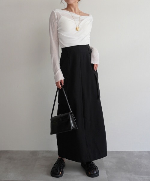 Rashik（ラシク）の「ルーズドレープシアートップス（Tシャツ/カットソー・レディース・ベージュ/チャコール/ホワイト/ブラック・FREE）」の18枚目の写真