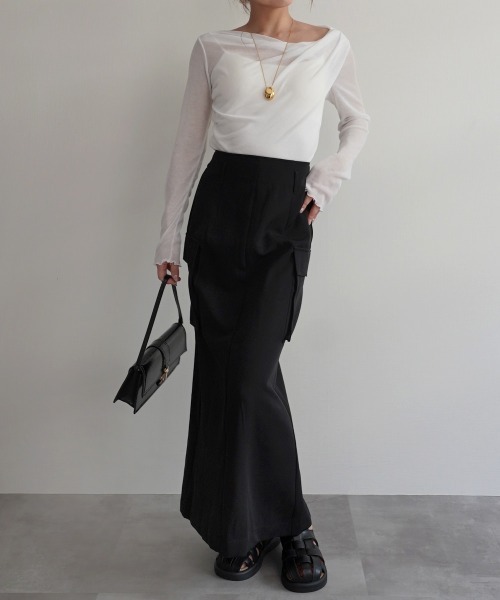 Rashik（ラシク）の「ルーズドレープシアートップス（Tシャツ/カットソー・レディース・ベージュ/チャコール/ホワイト/ブラック・FREE）」の19枚目の写真