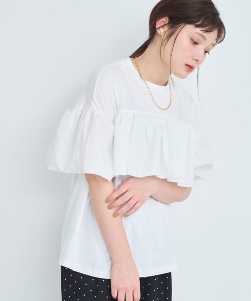 attiree（アティレー）の「フリルTシャツ（Tシャツ/カットソー・レディース・ホワイト/ブラック・FREE）」の2枚目の写真