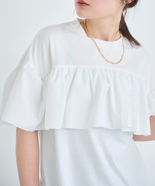 attiree（アティレー）の「フリルTシャツ（Tシャツ/カットソー・レディース・ホワイト/ブラック・FREE）」の6枚目の写真