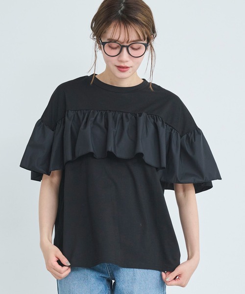 attiree（アティレー）の「フリルTシャツ（Tシャツ/カットソー・レディース・ホワイト/ブラック・FREE）」の5枚目の写真