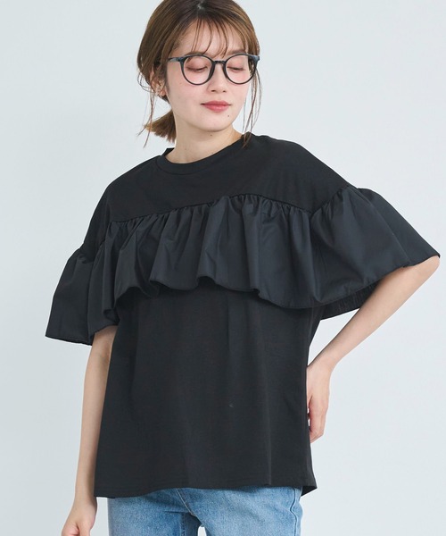 attiree（アティレー）の「フリルTシャツ（Tシャツ/カットソー・レディース・ホワイト/ブラック・FREE）」の3枚目の写真