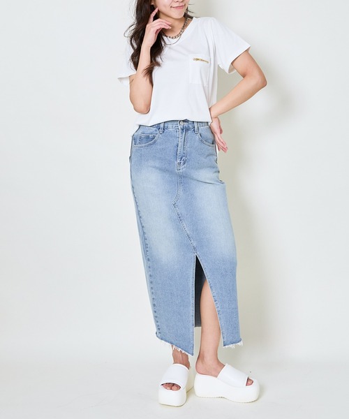 GORGE(ゴージ)の「《ZIP付きポケT》Vネックカットソー/こなれ感プラス(Tシャツ/カットソー・レディース・カーキ/ブラック/チャコール/ライトグレー/オフホワイト・F)」の18枚目の写真