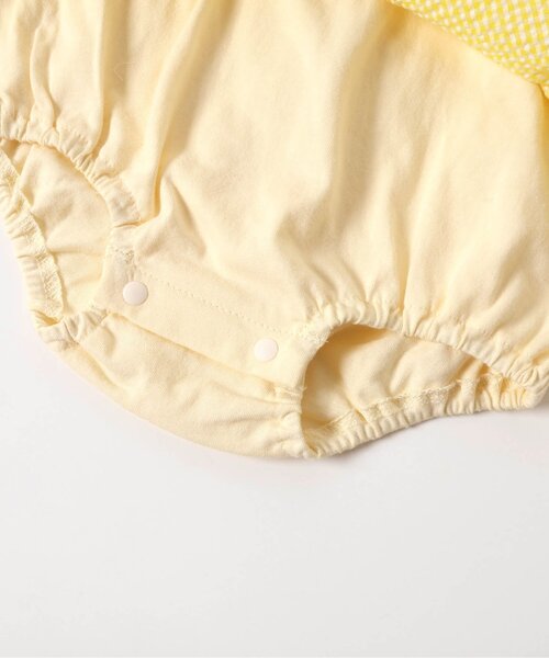apres les cours（アプレレクール）の「【リンク】ヨーク刺繍チェックロンパス（ロンパース・キッズ・ネイビー/イエロー・70/80）」の9枚目の写真