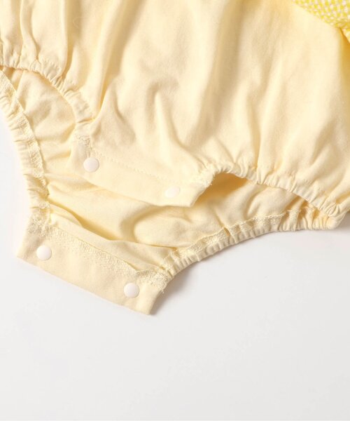 apres les cours（アプレレクール）の「【リンク】ヨーク刺繍チェックロンパス（ロンパース・キッズ・ネイビー/イエロー・70/80）」の10枚目の写真