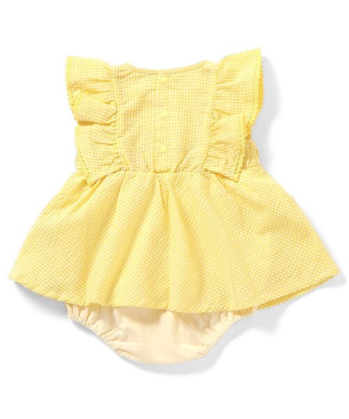 apres les cours（アプレレクール）の「【リンク】ヨーク刺繍チェックロンパス（ロンパース・キッズ・ネイビー/イエロー・70/80）」の12枚目の写真