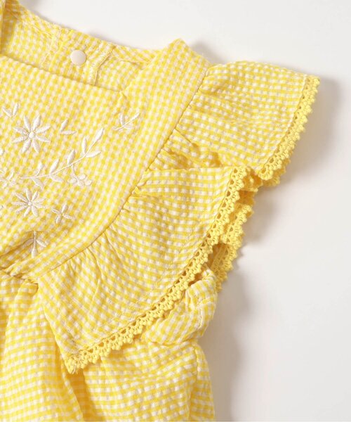 apres les cours（アプレレクール）の「【リンク】ヨーク刺繍チェックロンパス（ロンパース・キッズ・ネイビー/イエロー・70/80）」の16枚目の写真