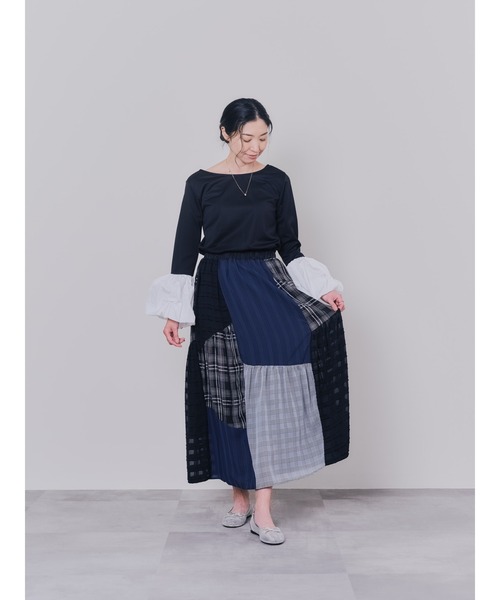 DOLLUPOOPS(ドールアップウップス)の「ミックスチェックギャザースカート(スカート・レディース・ブラック/ブラウン・38)」の4枚目の写真