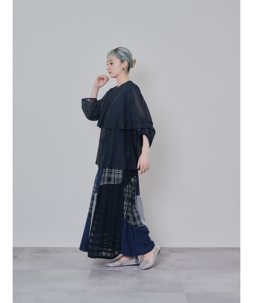 DOLLUPOOPS(ドールアップウップス)の「ミックスチェックギャザースカート(スカート・レディース・ブラック/ブラウン・38)」の3枚目の写真