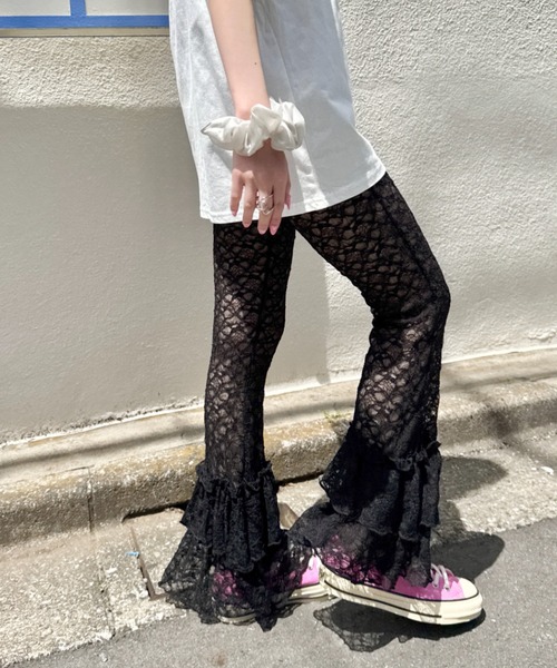SIILON シーロン ラッフル フリルパンツ Black セール】2段フリルレースパンツ（その他パンツ）｜SOLLON