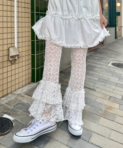 SOLLON.（ソルロン）の「2段フリルレースパンツ（その他パンツ・レディース・ブラック/ホワイト/アイボリー・FREE）」の8枚目の写真