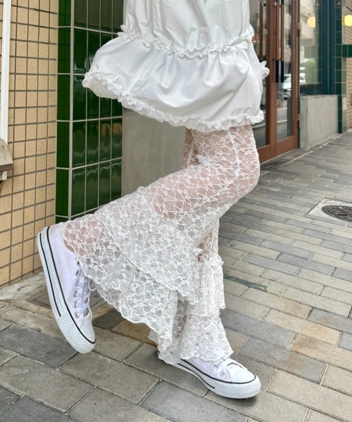 SOLLON.（ソルロン）の「2段フリルレースパンツ（その他パンツ・レディース・ブラック/ホワイト/アイボリー・FREE）」の6枚目の写真