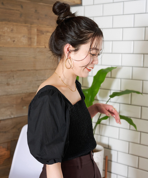 B.C STOCK（ベーセーストック）の「手洗い可 / Gleamy/グリーミー シャーリングブラウス（シャツ/ブラウス・レディース・ホワイト/ブラック系その他/ブラック・FREE）」の10枚目の写真