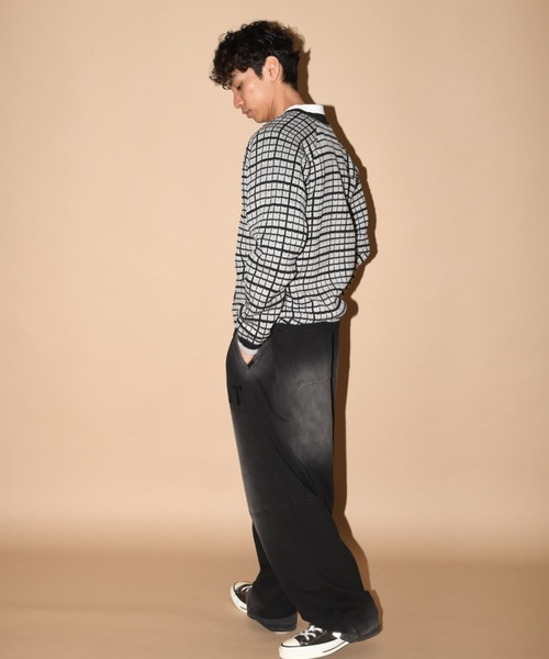 SUPERTHANKS(スーパーサンクス)の「オーバーダイ加工&フロッキープリント サイドタックワイドパンツ/Sun faded Flocky print Sweat Side-tuck Wide Pants(スウェットパンツ・メンズ・ブラウン/ブラック・S/M/L)」の21枚目の写真