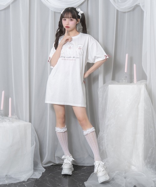 Honey Cinnamon(ハニーシナモン)の「Honey Bear アップリケTシャツ(Tシャツ/カットソー・レディース・ホワイト/サックスブルー/ピンク・FREE)」の16枚目の写真