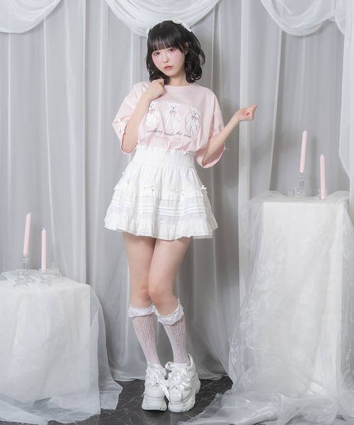 Honey Cinnamon(ハニーシナモン)の「Honey Bear アップリケTシャツ(Tシャツ/カットソー・レディース・ホワイト/サックスブルー/ピンク・FREE)」の11枚目の写真