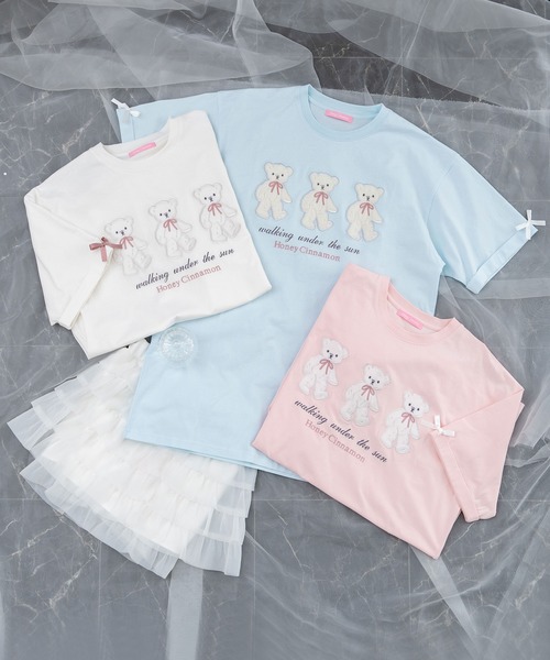 Honey Cinnamon(ハニーシナモン)の「Honey Bear アップリケTシャツ(Tシャツ/カットソー・レディース・ホワイト/サックスブルー/ピンク・FREE)」の19枚目の写真
