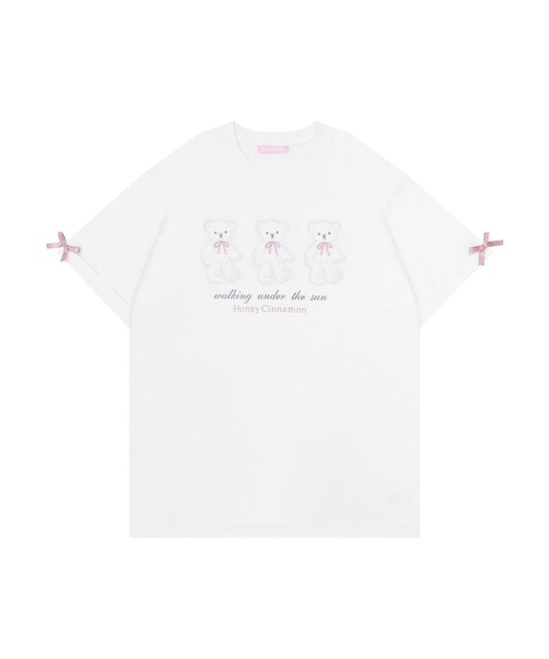 Honey Cinnamon(ハニーシナモン)の「Honey Bear アップリケTシャツ(Tシャツ/カットソー・レディース・ホワイト/サックスブルー/ピンク・FREE)」の17枚目の写真