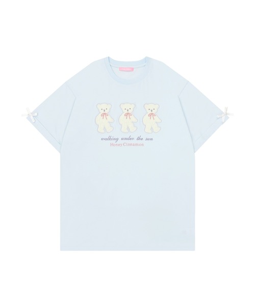 Honey Cinnamon(ハニーシナモン)の「Honey Bear アップリケTシャツ(Tシャツ/カットソー・レディース・ホワイト/サックスブルー/ピンク・FREE)」の7枚目の写真
