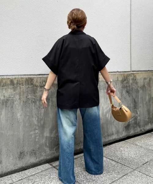 aquagarage（アクアガレージ）の「ショートスリーブジャケット（テーラードジャケット・レディース・ベージュ/ブラック・FREE）」の16枚目の写真