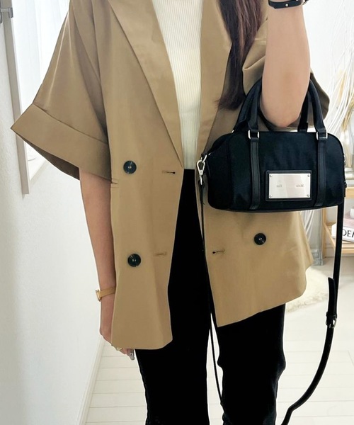 aquagarage（アクアガレージ）の「ショートスリーブジャケット（テーラードジャケット・レディース・ベージュ/ブラック・FREE）」の22枚目の写真