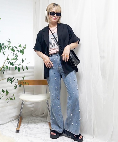 aquagarage（アクアガレージ）の「ショートスリーブジャケット（テーラードジャケット・レディース・ベージュ/ブラック・FREE）」の17枚目の写真