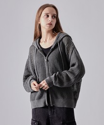 CLEL（クレイル）の「【CLEL】Watermark Knitting Mesh Zip Parka/透かし編み メッシュジップパーカー（パーカー）」