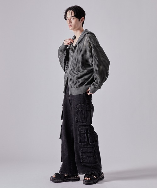CLEL（クレイル）の「【CLEL】Watermark Knitting Mesh Zip