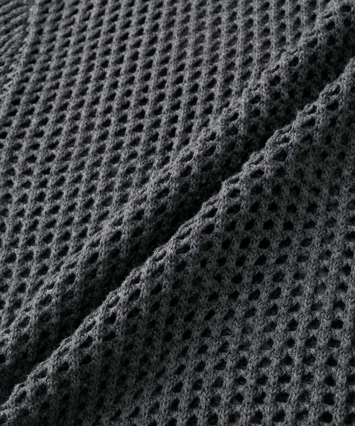 CLEL クレイル　透かし編みメッシュジップパーカー ブラック s CLEL】Watermark Knitting Mesh Zip Parka/透かし編み メッシュ