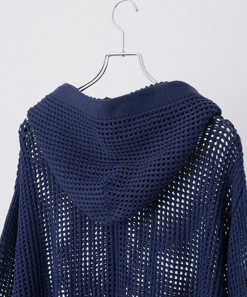 CLEL 透かし編みメッシュジップパーカー CLEL】Watermark Knitting Mesh Zip Parka/透かし編み メッシュ