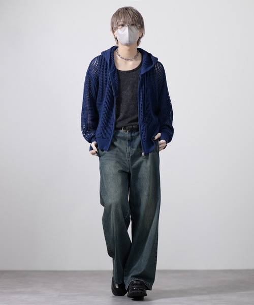 CLEL（クレイル）の「【CLEL】Watermark Knitting Mesh Zip