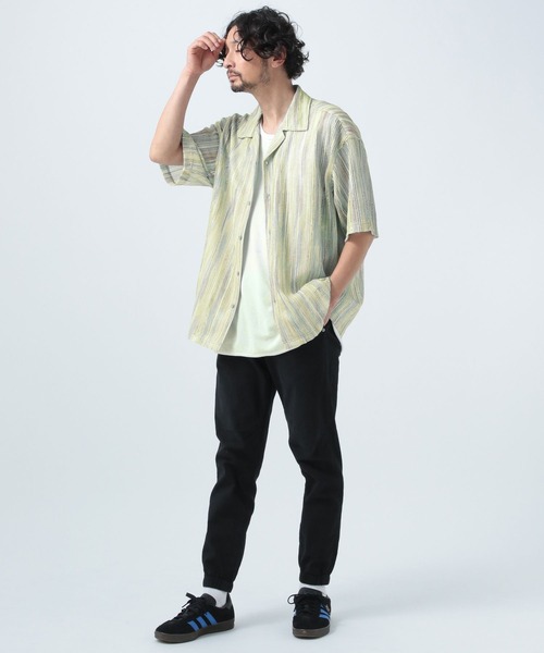 BAYFLOW(ベイフロー)の「柄レースオープンカラー半袖シャツ(シャツ/ブラウス・メンズ・セージグリーン/グレー/グリーン・MEDIUM/LARGE)」の5枚目の写真