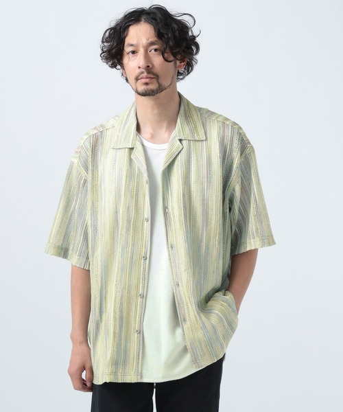 BAYFLOW(ベイフロー)の「柄レースオープンカラー半袖シャツ(シャツ/ブラウス・メンズ・セージグリーン/グレー/グリーン・MEDIUM/LARGE)」の8枚目の写真