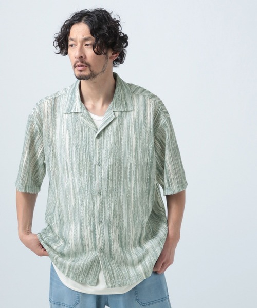 BAYFLOW(ベイフロー)の「柄レースオープンカラー半袖シャツ(シャツ/ブラウス・メンズ・セージグリーン/グレー/グリーン・MEDIUM/LARGE)」の12枚目の写真