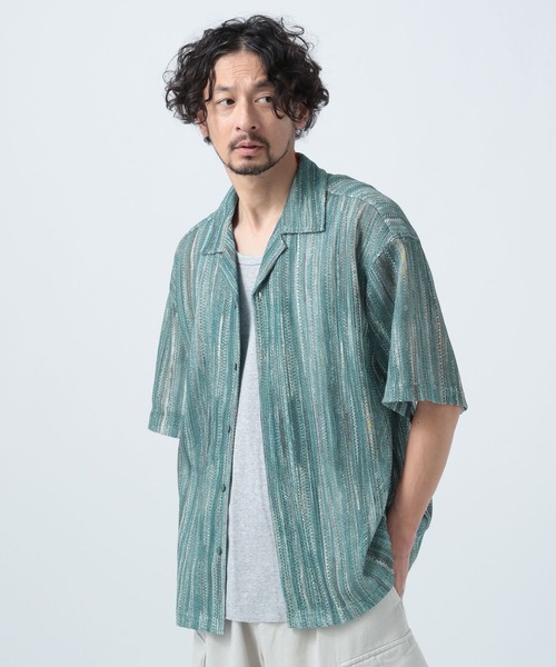 BAYFLOW(ベイフロー)の「柄レースオープンカラー半袖シャツ(シャツ/ブラウス・メンズ・セージグリーン/グレー/グリーン・MEDIUM/LARGE)」の22枚目の写真