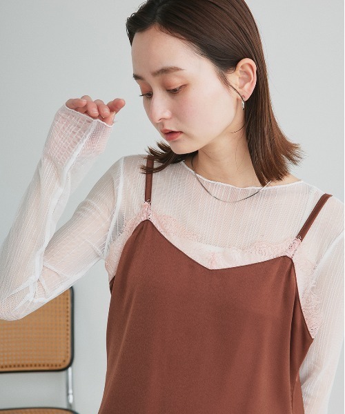 ad thie(アドティエ)の「レースキャミソール チュニック(キャミソール・レディース・ブラック/アイボリー/ブラウン・FREE)」の8枚目の写真