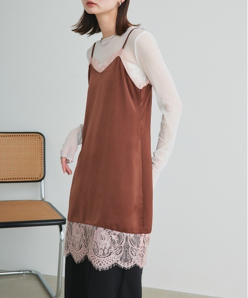 ad thie(アドティエ)の「レースキャミソール チュニック(キャミソール・レディース・ブラック/アイボリー/ブラウン・FREE)」の9枚目の写真