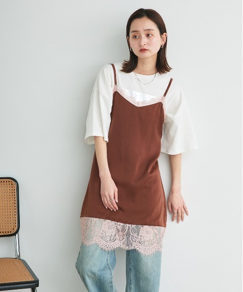 ad thie(アドティエ)の「レースキャミソール チュニック(キャミソール・レディース・ブラック/アイボリー/ブラウン・FREE)」の12枚目の写真