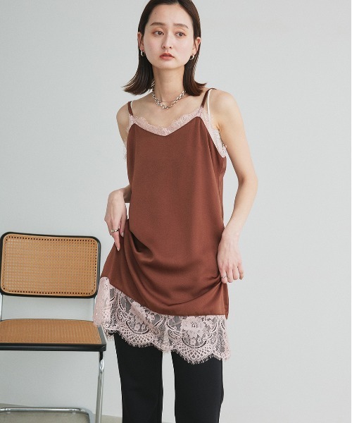 ad thie(アドティエ)の「レースキャミソール チュニック(キャミソール・レディース・ブラック/アイボリー/ブラウン・FREE)」の17枚目の写真