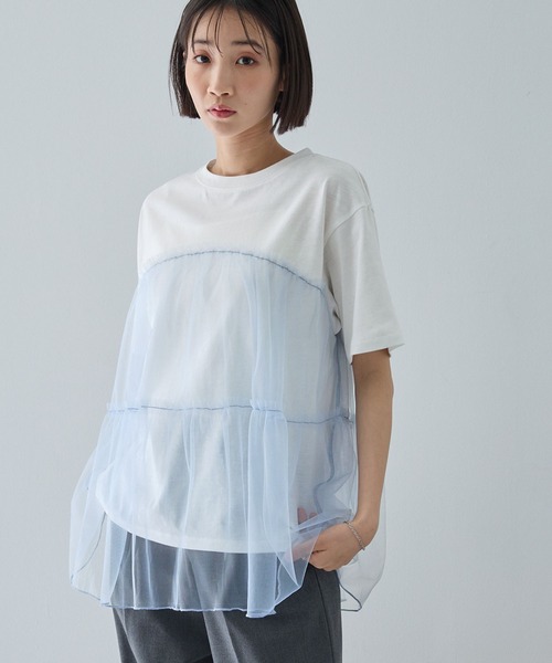 メゾピアノ　フルーツ　ティアードドッキングTシャツ&フリルスカパン メゾピアノ フルーツ ティアードドッキングTシャツ&フリルスカパン