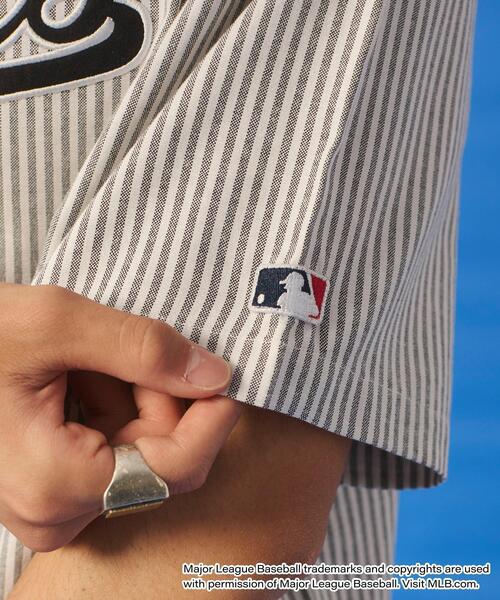 MLB（メジャーリーグベースボール）の「∴WEGO/MLB別注ストライプグラフィックシャツ（シャツ/ブラウス・メンズ・ブラウン系その他4/ブルー系その他4/ホワイト系その他4・LARGE/MEDIUM）」の17枚目の写真