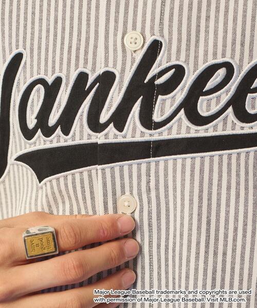 MLB（メジャーリーグベースボール）の「∴WEGO/MLB別注ストライプグラフィックシャツ（シャツ/ブラウス・メンズ・ブラウン系その他4/ブルー系その他4/ホワイト系その他4・LARGE/MEDIUM）」の15枚目の写真