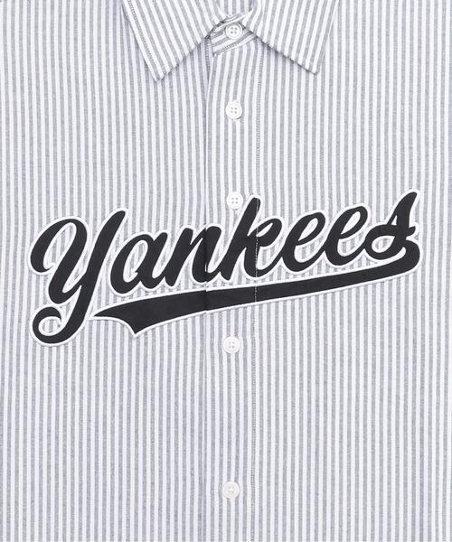 MLB（メジャーリーグベースボール）の「∴WEGO/MLB別注ストライプグラフィックシャツ（シャツ/ブラウス・メンズ・ブラウン系その他4/ブルー系その他4/ホワイト系その他4・LARGE/MEDIUM）」の9枚目の写真