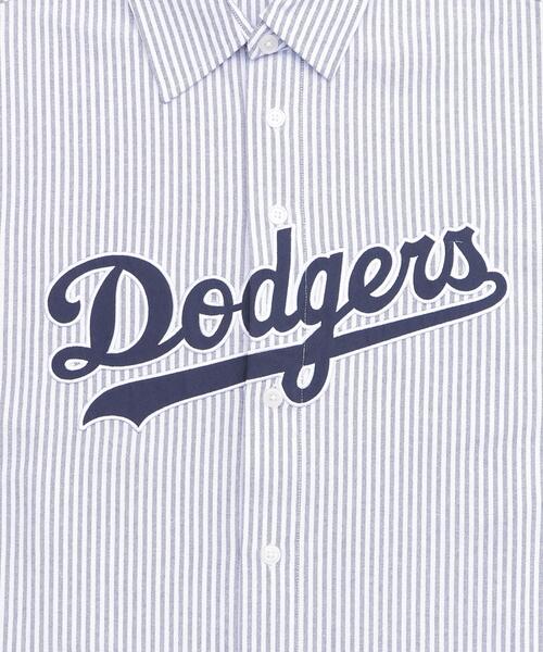 MLB（メジャーリーグベースボール）の「∴WEGO/MLB別注ストライプグラフィックシャツ（シャツ/ブラウス・メンズ・ブラウン系その他4/ブルー系その他4/ホワイト系その他4・LARGE/MEDIUM）」の5枚目の写真